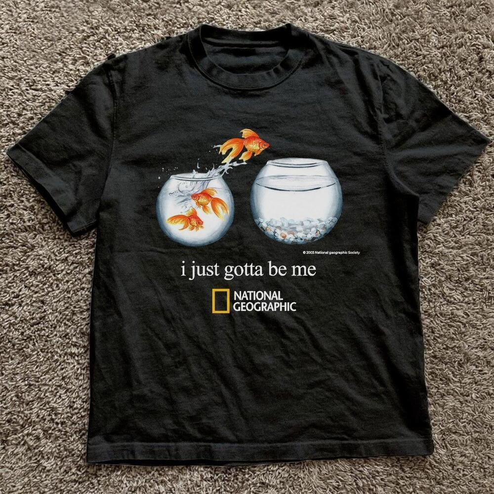 Black 1990S National Geographic Fish Tee I Just Gotta Be Me